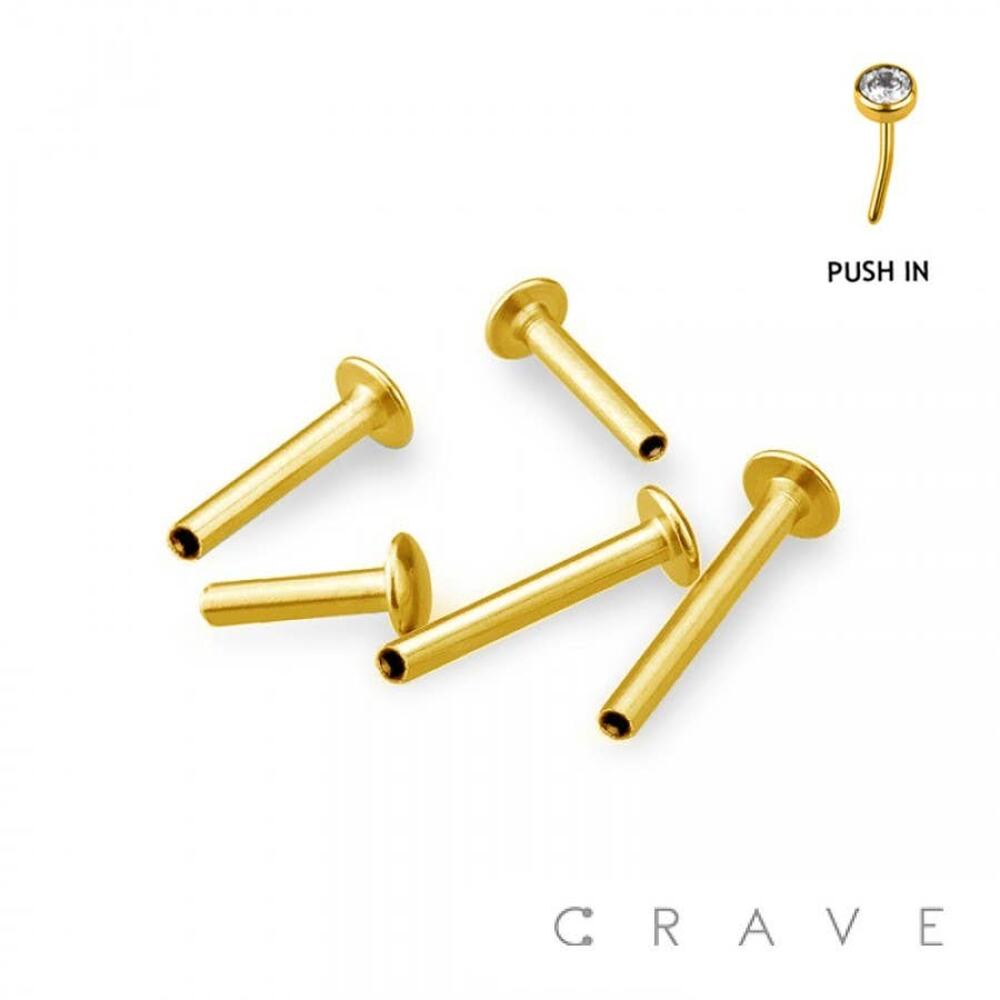 CZ Threadless Push-In Labret Gold - Picture 3 of 5